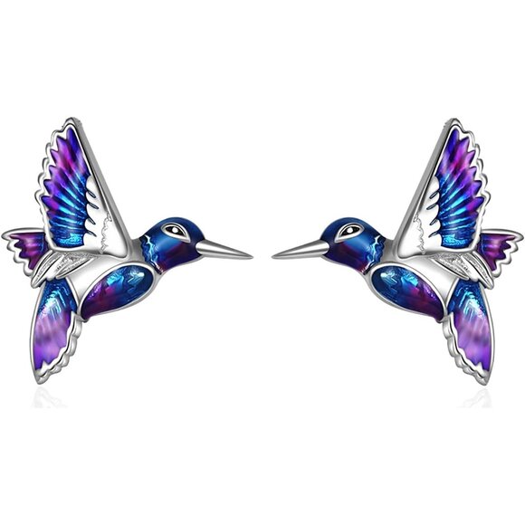 Jewelry - Sterling Silver Hummingbird Stud Earrings Hypoallergenic Gift for Women